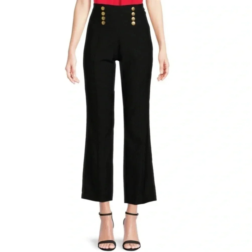 Nanette Laporte Buttoned Flared (pull on) Pants Black Size Large